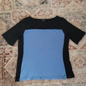 Lauren Ralph Lauren Shirt Women Size XXL Blue/Black Pullover T-shirt